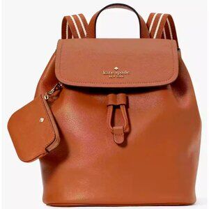 S Kate Spade Rosie Medium Flap Backpack Brown Leather KB714 NWT $399 Retail